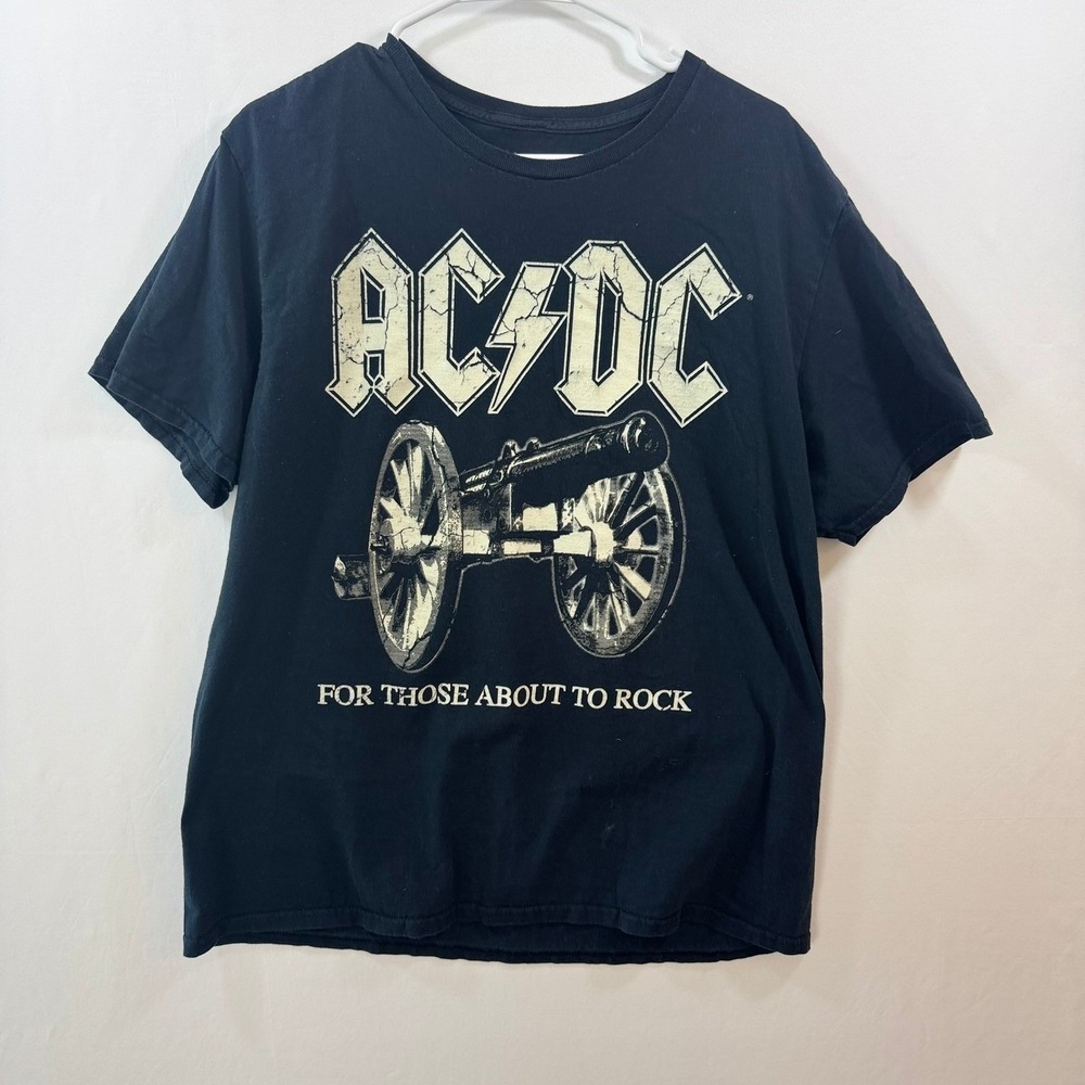 ACDC For Those About To Rock Graphic T-Shirt Black XL Band Tee Cannon 2023
